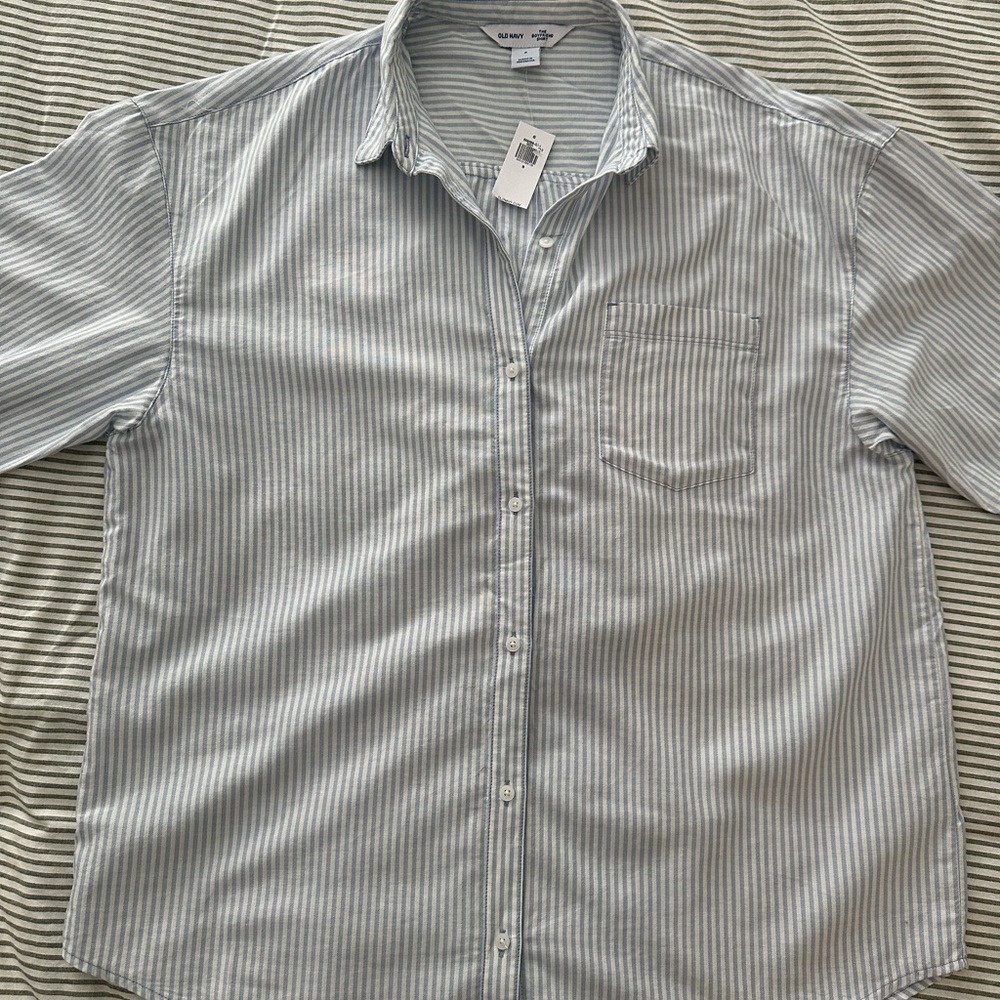 Old Navy Men's Blue Striped Button Down Shirt